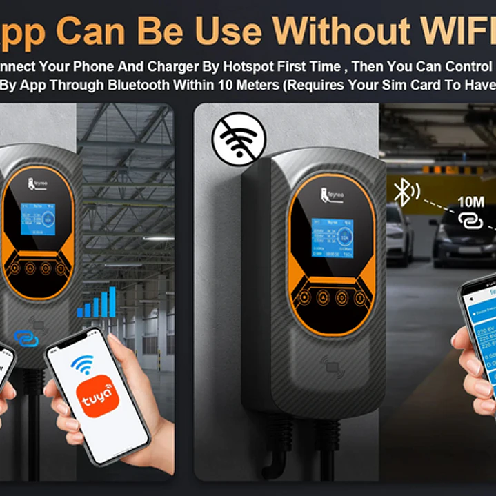 Wallbox 7 kW | 32A | Cabo 5m | App | RFID | Ecrã | DLB - Balanceamento Carga 16