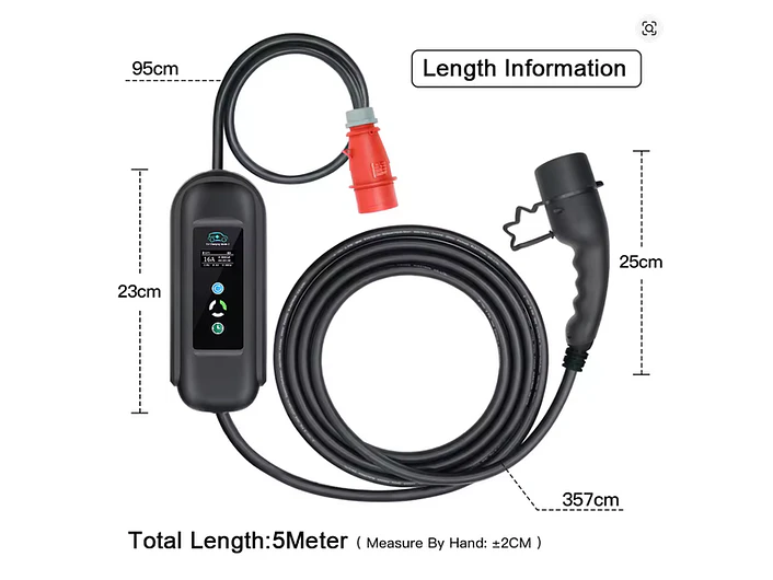 Carregador Portátil 11 kW | 16A | 5 Metros | Suporte Parede | Saco de Transporte 4