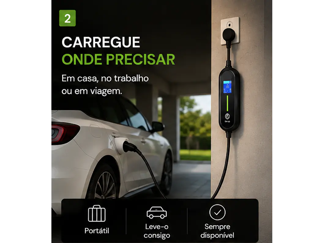 Carregador Portátil 3,5 kW | 16A | 3,5 Metros | Saco de Transporte 3