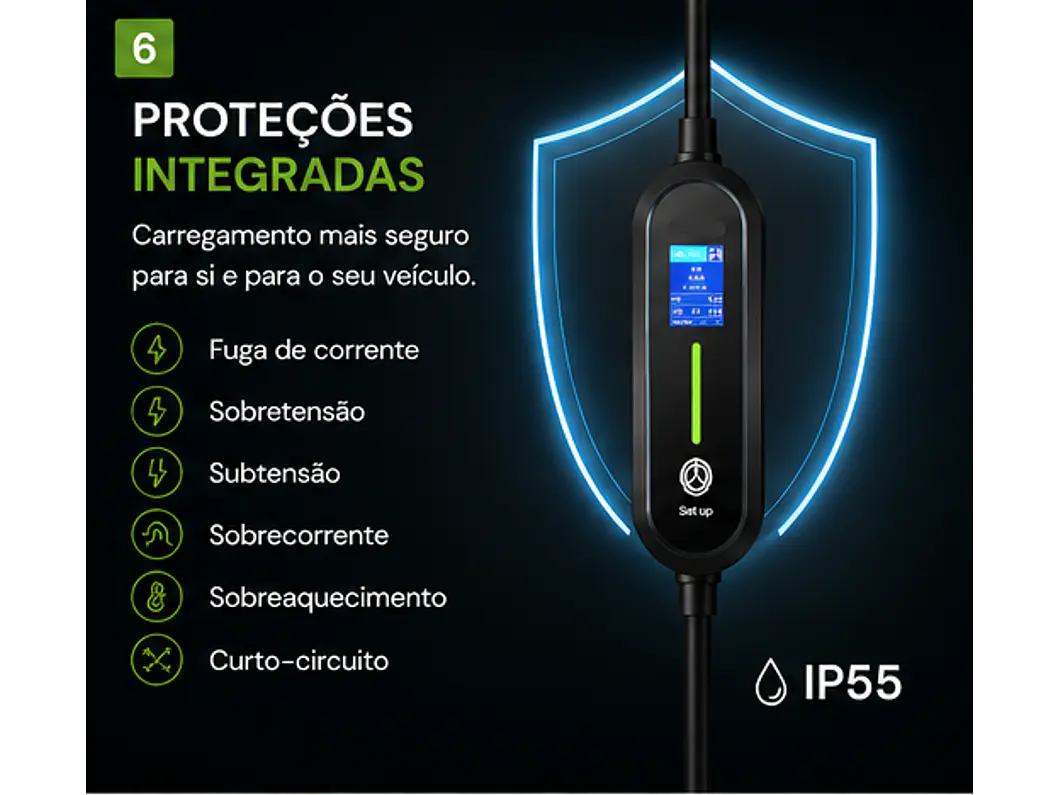 Carregador Portátil 3,5 kW | 16A | 3,5 Metros | Saco de Transporte 7