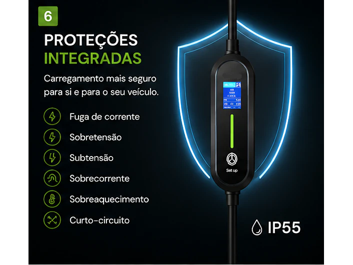 Carregador Portátil 3,5 kW | 16A | 3,5 Metros | Saco de Transporte 7