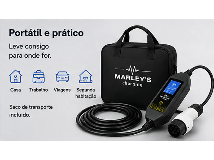 Carregador Portátil 3,5 kW | 16A | 4 Metros | Saco Transporte 8