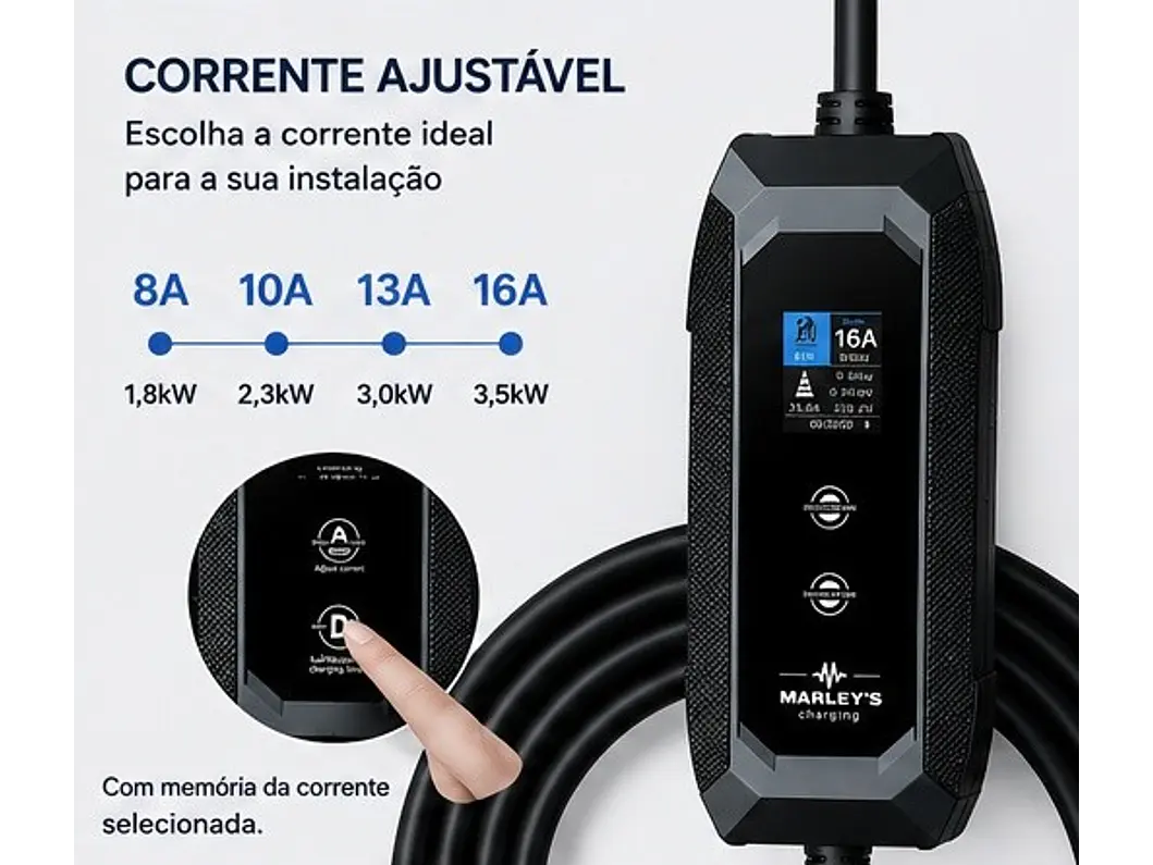 Carregador Portátil 3,5 kW | 16A | 5 Metros | Saco de Transporte 5