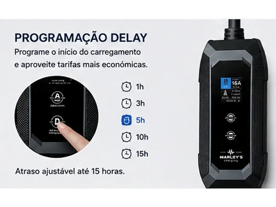 Carregador Portátil 3,5 kW | 16A | 5 Metros | Saco de Transporte 6