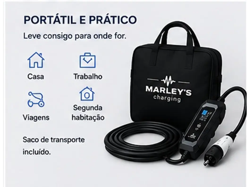 Carregador Portátil 3,5 kW | 16A | 5 Metros | Saco de Transporte 12