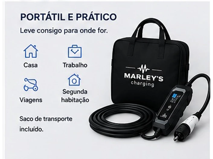 Carregador Portátil 3,5 kW | 16A | 5 Metros | Saco de Transporte 12