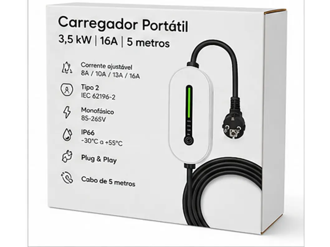 Carregador Portátil 3,5 kW | 16A | 5 Metros  14