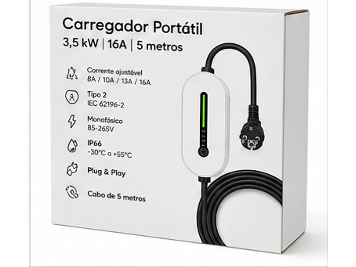 Carregador Portátil 3,5 kW | 16A | 5 Metros  14