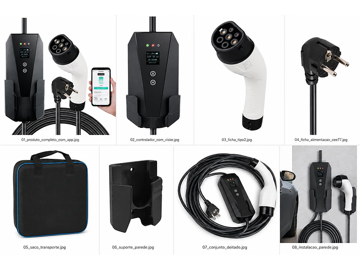Carregador Portátil 3,5 kW | 16A | 8,5 Metros | App Wi-Fi | Saco Transporte | Sup Parede 4
