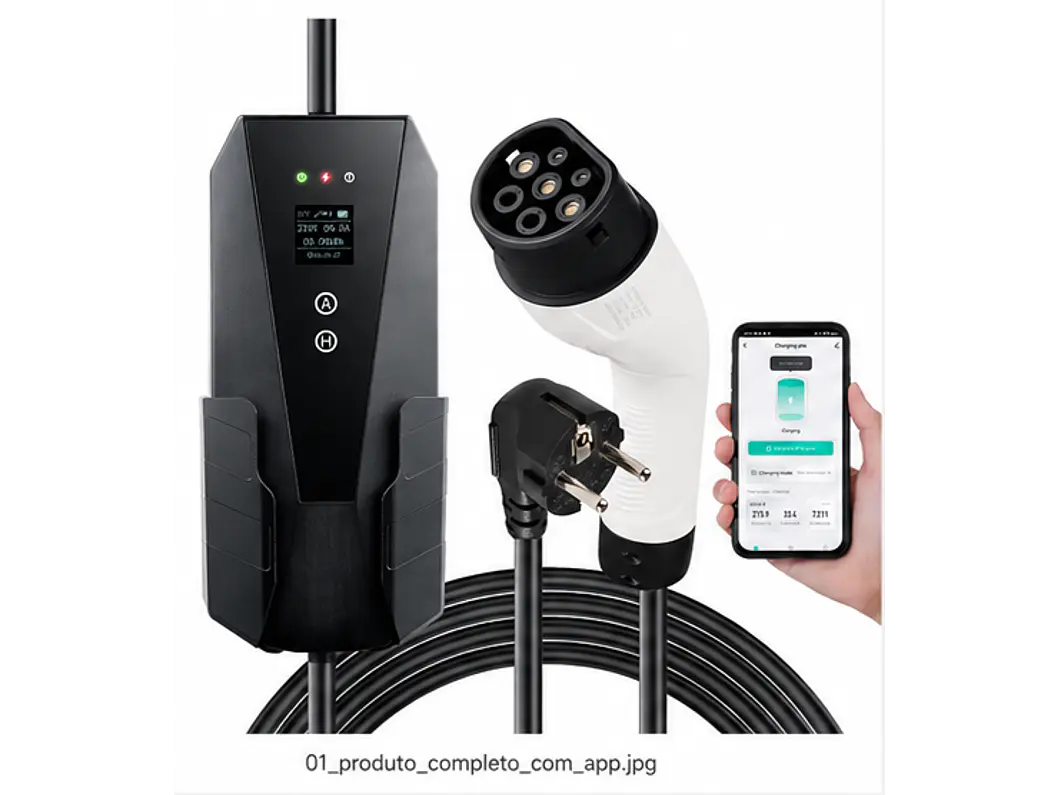 Carregador Portátil 3,5 kW | 16A | 8,5 Metros | App Wi-Fi | Saco Transporte | Sup Parede 5