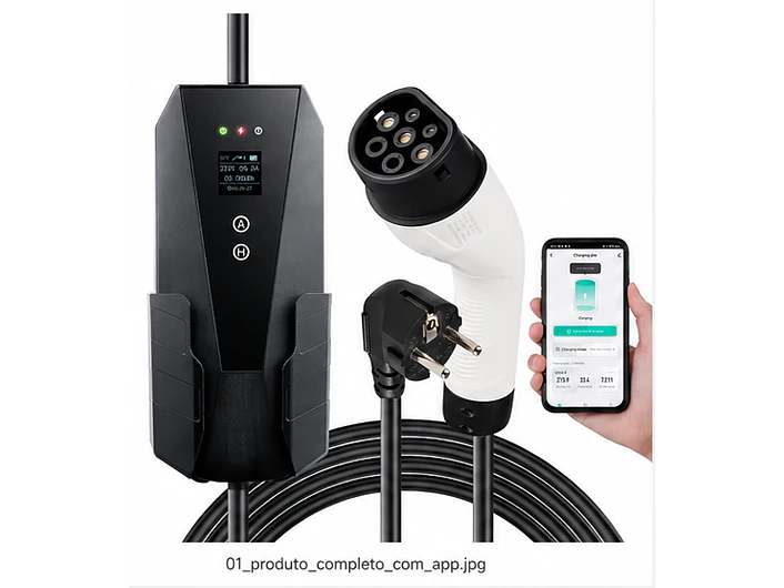 Carregador Portátil 3,5 kW | 16A | 8,5 Metros | App Wi-Fi | Saco Transporte | Sup Parede 5