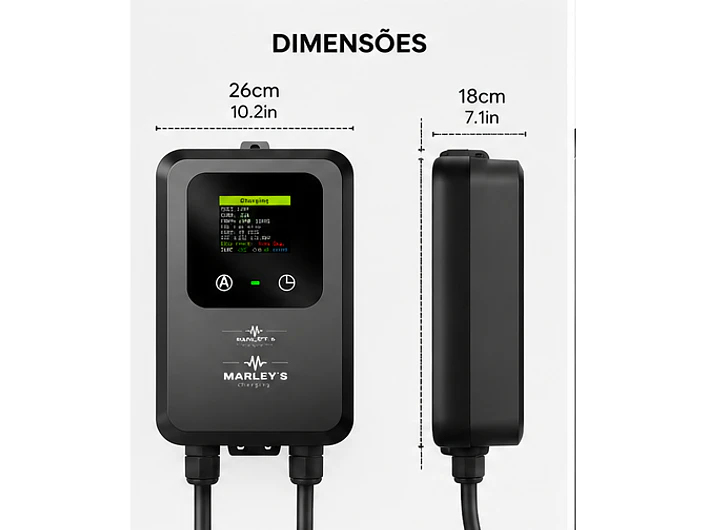 Wallbox 7 kW | 32A | Cabo 5m | Sem App | Sem RFID |  Ecrã LCD 3