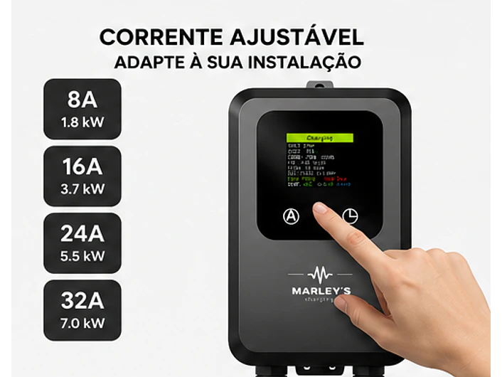 Wallbox 7 kW | 32A | Cabo 5m | Sem App | Sem RFID |  Ecrã LCD 6