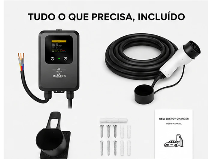 Wallbox 7 kW | 32A | Cabo 5m | Sem App | Sem RFID |  Ecrã LCD 7