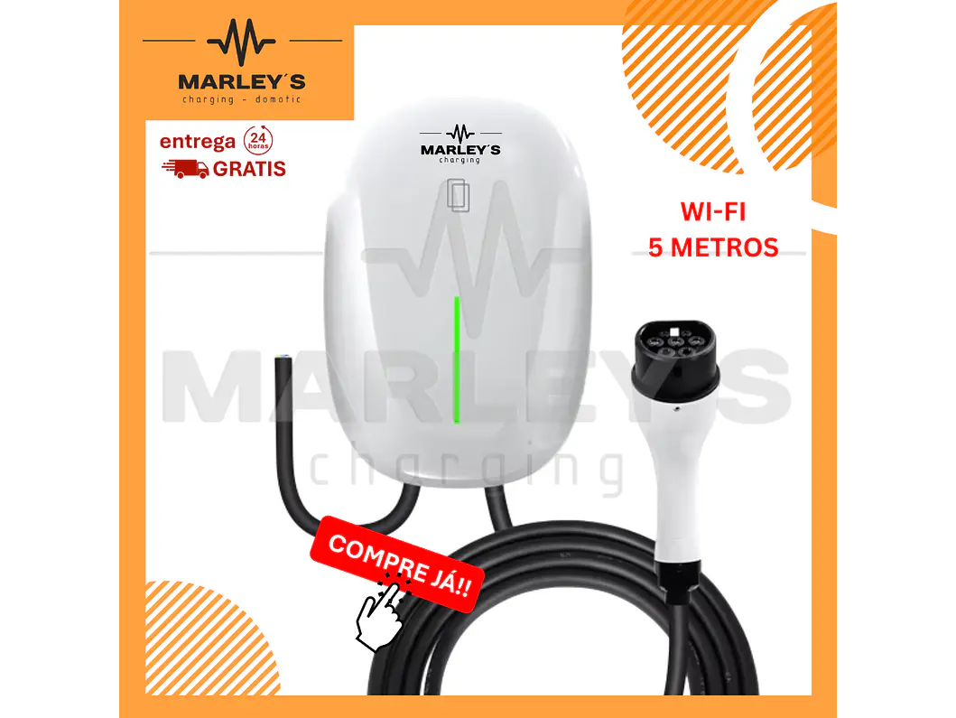 Wallbox 7 kW | 32A | Cabo 5m | App e WI-FI | RFID 1