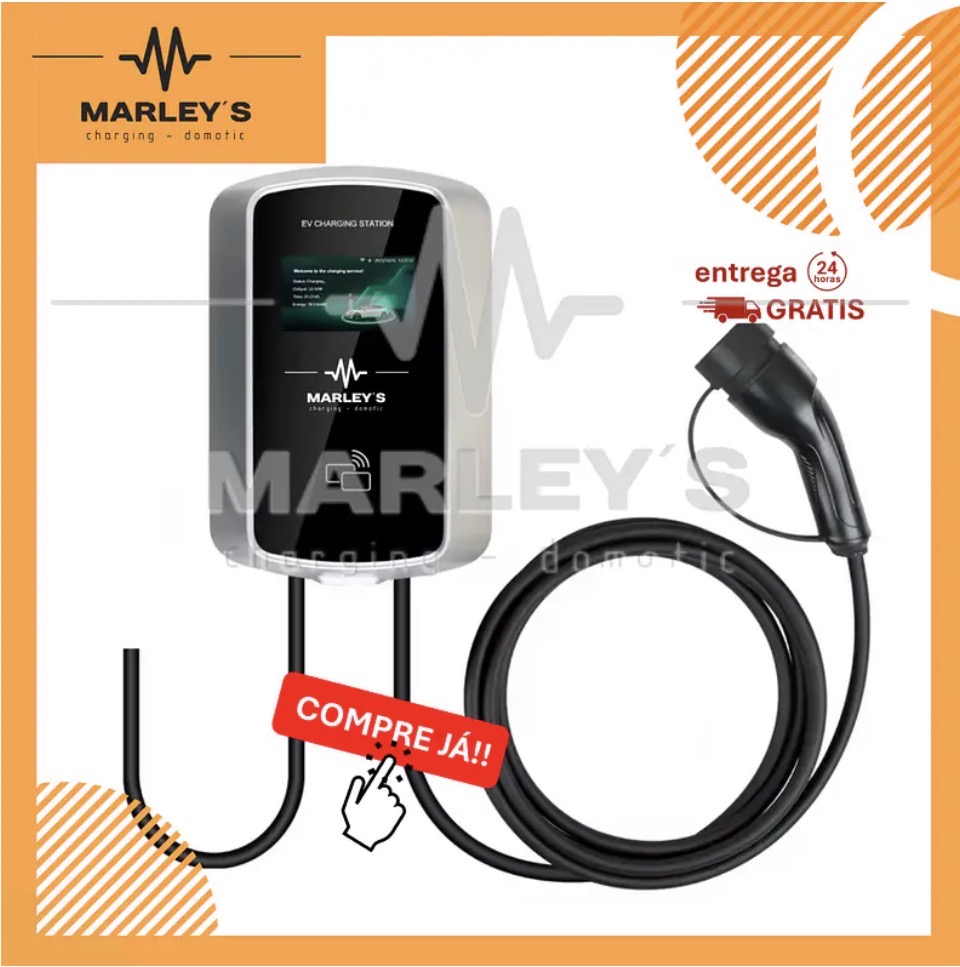 Wallbox 7 kW | 32A | Cabo 5m | APP e Wi-Fi | RFID | LCD