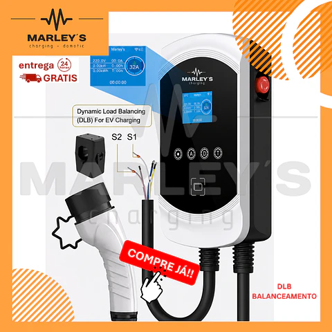 Wallbox 7 kW | 32A | Cabo 5 ou 10m | App | RFID | DLB - Balanceamento de Carga