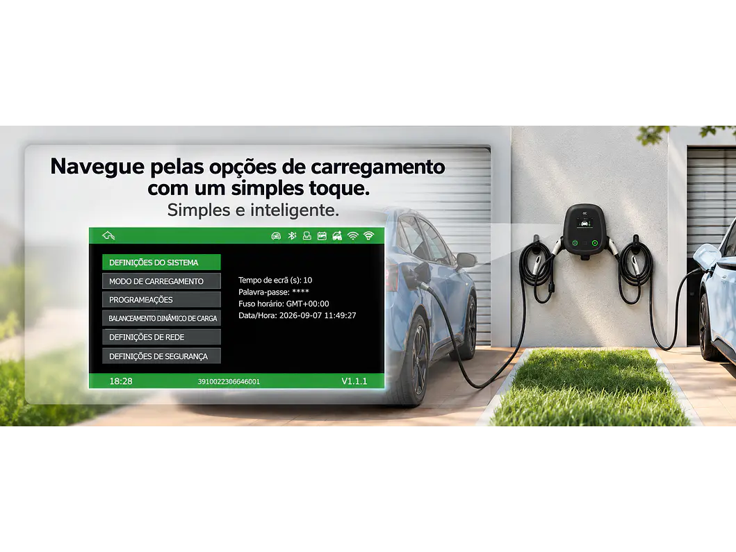Wallbox Dupla 2 × 11 kW - 16A – APP, RFID, DLB e OCPP 2