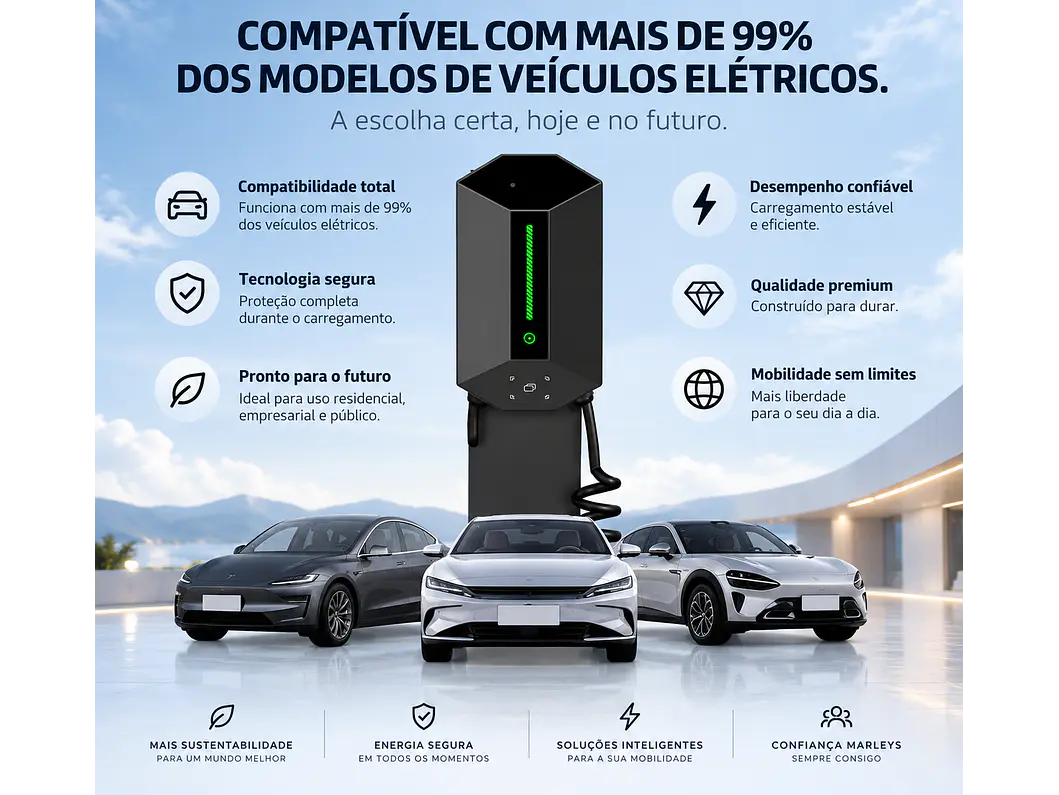 Wallbox 7 kW | 32A | Cabo 5m | Sem App | Sem RFID |  Ecrã LCD 11