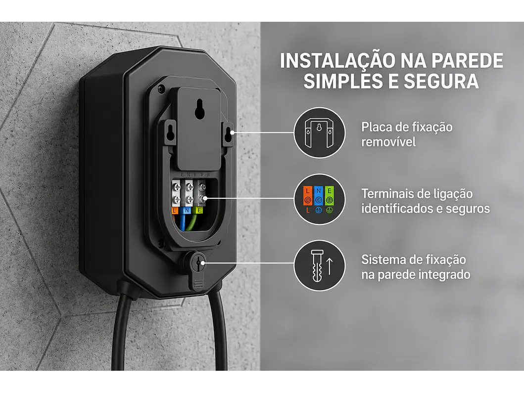 Wallbox 7 kW | 32A | Cabo 5m | Sem App | Sem RFID |  Ecrã LCD 13
