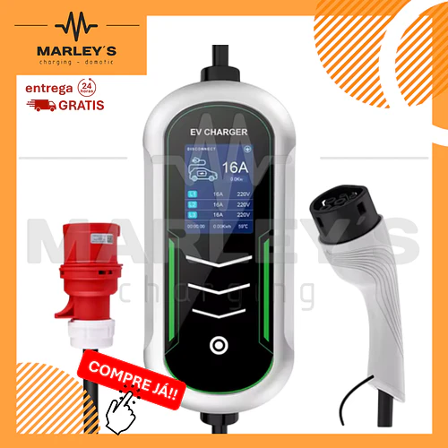 Carregador Portátil 11 kW | 16A | 4.5 Metros | Saco Transporte