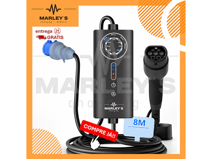 Carregador Portátil 7 kW | 32A | 8 Metros | Ecrã LCD | Saco Transporte 1