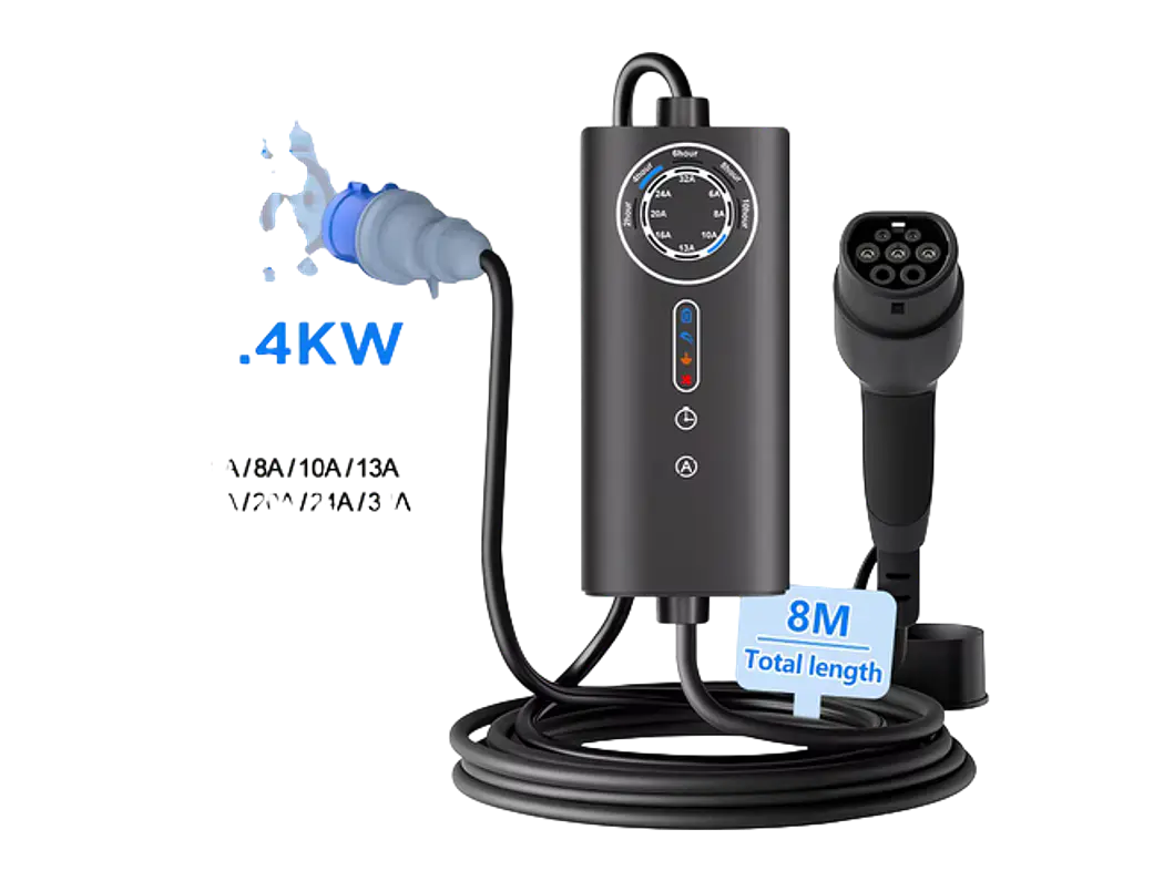 Carregador Portátil 7 kW | 32A | 8 Metros | Ecrã LCD | Saco Transporte 5