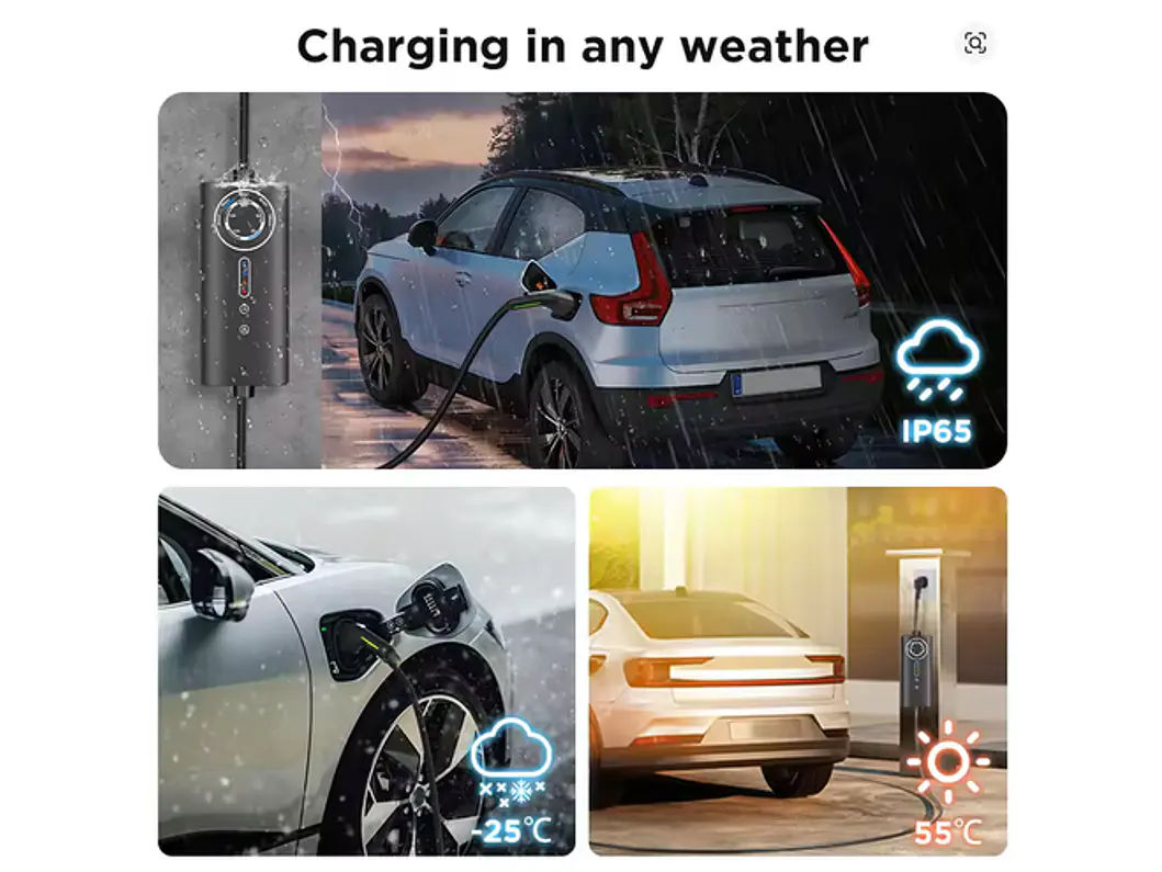 Carregador Portátil 7 kW | 32A | 8 Metros | Ecrã LCD | Saco Transporte 7