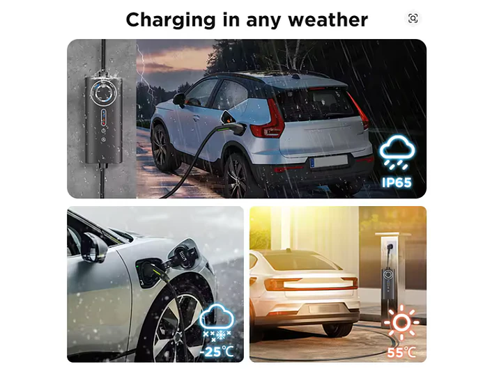 Carregador Portátil 7 kW | 32A | 8 Metros | Ecrã LCD | Saco Transporte 7