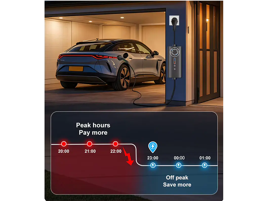 Carregador Portátil 7 kW | 32A | 8 Metros | Ecrã LCD | Saco Transporte 12