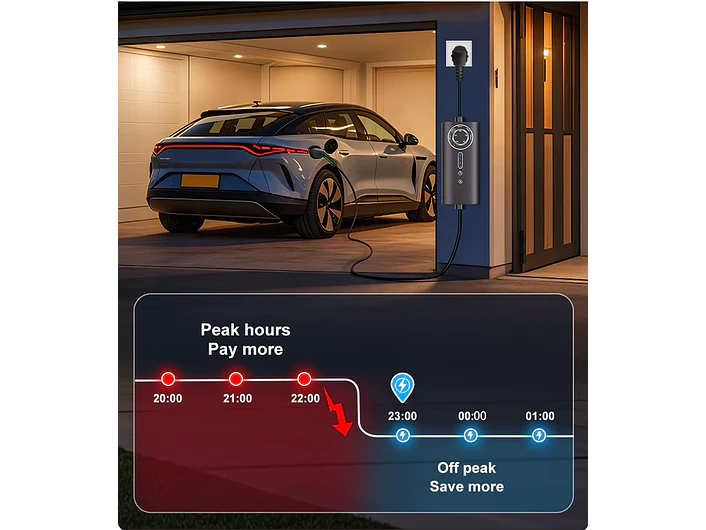 Carregador Portátil 7 kW | 32A | 8 Metros | Ecrã LCD | Saco Transporte 12