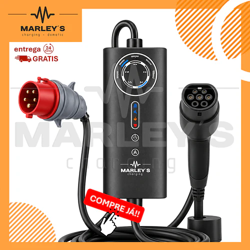 Carregador Portátil 22 kW | 32A | 8 Metros | Saco Transporte