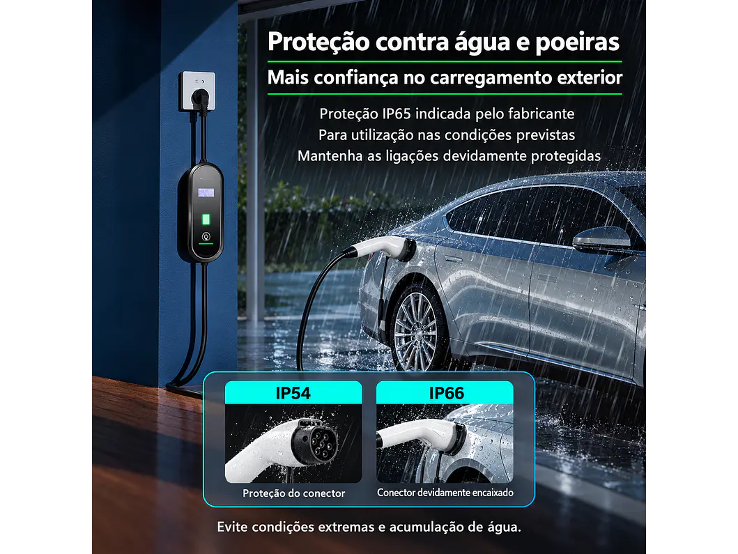 Carregador Portátil 7 kW | 32A | 3,5 Metros | Ecrã LCD | Saco Transporte 4
