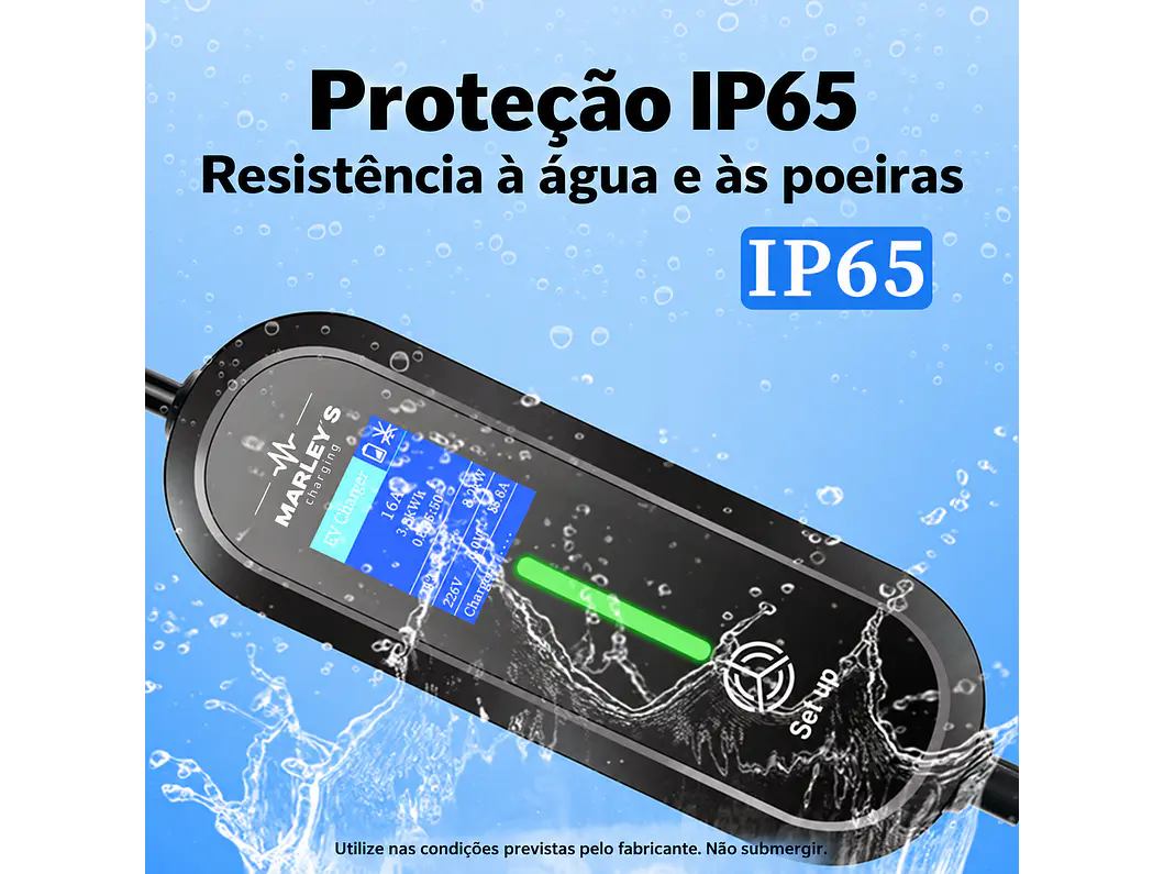 Carregador Portátil 7 kW | 32A | 3,5 Metros | Ecrã LCD | Saco Transporte 6