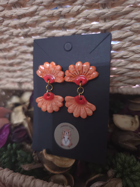 Pendientes Flor Orange Red