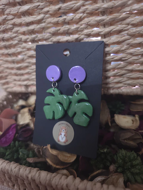 Pendientes Monstera Lila