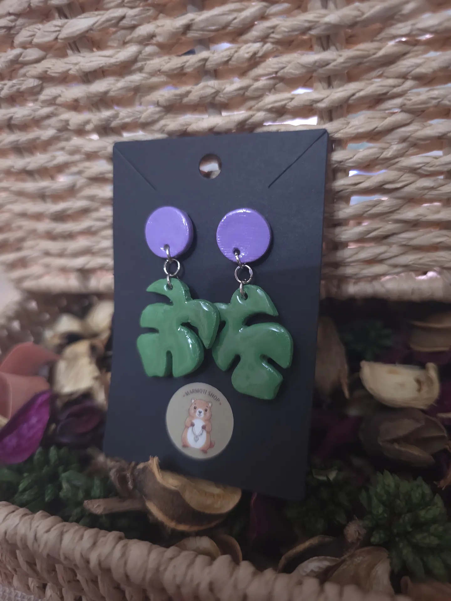 Pendientes Monstera Lila 1