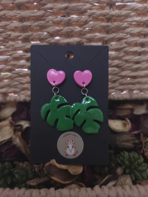 Pendientes Monstera Pink