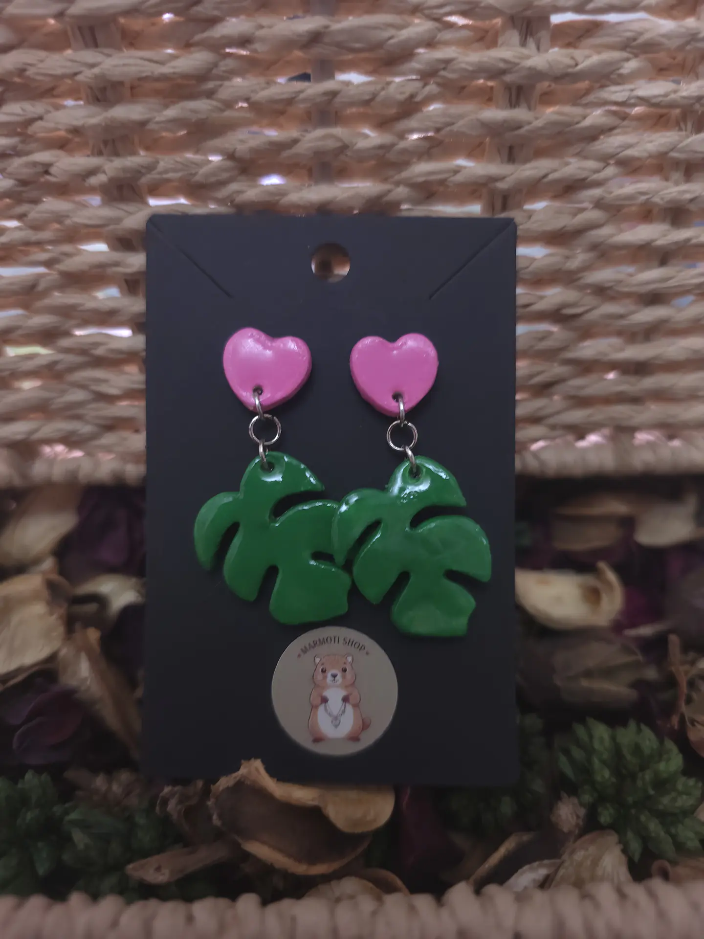 Pendientes Monstera Pink 1