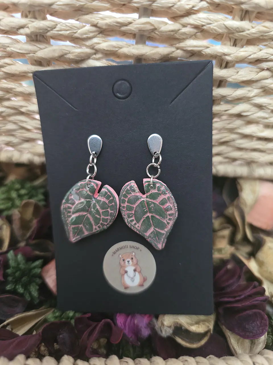 Pendientes Hoja Pink 1
