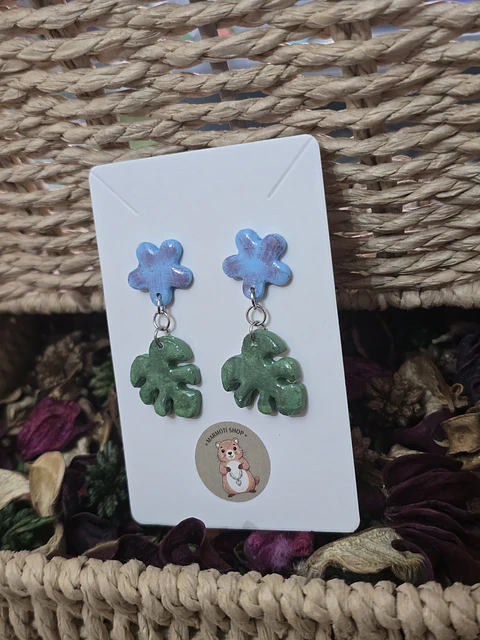 Pendientes Monstera Baby Blu
