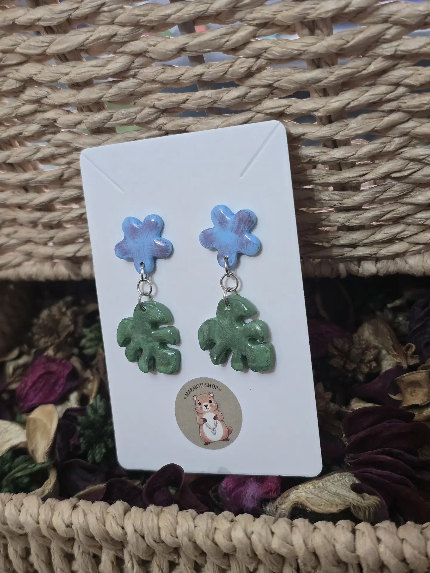 Pendientes Monstera Baby Blu 1