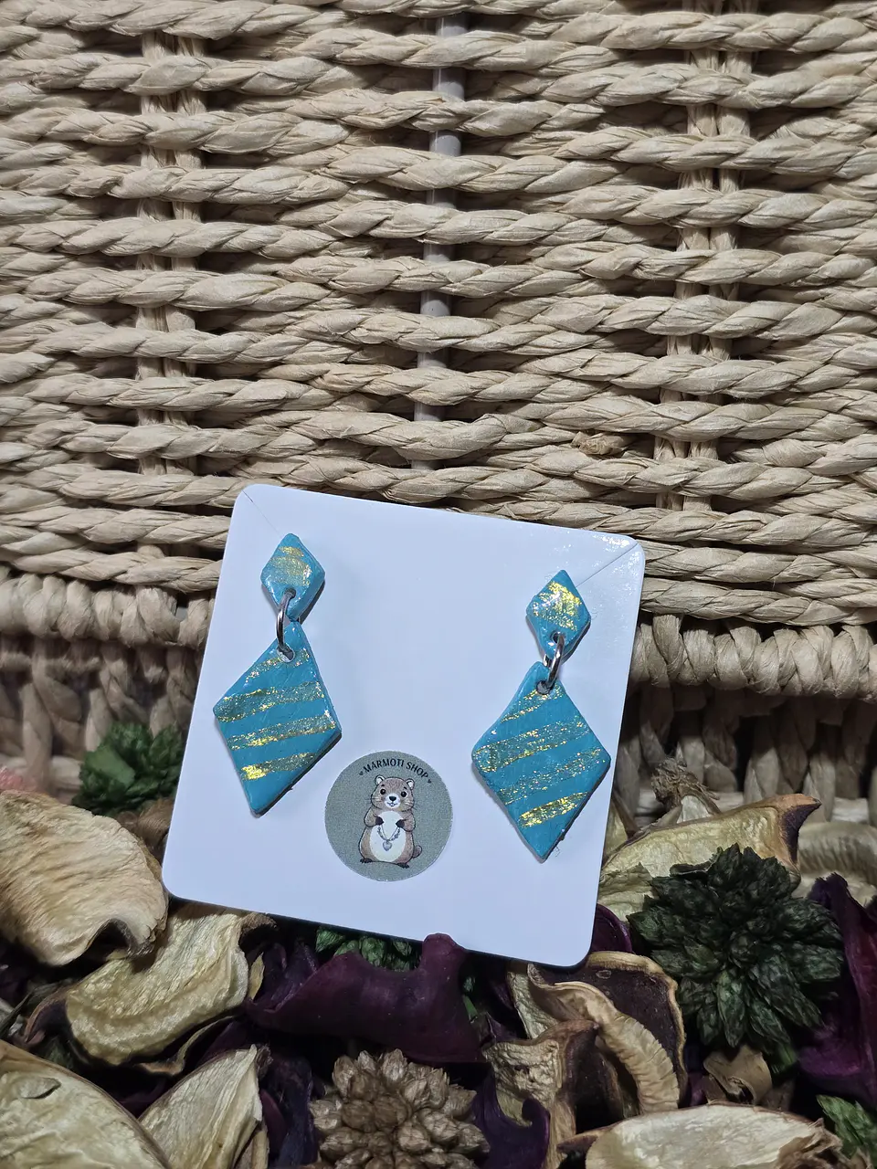 Pendientes Rombo Gold Blu 1