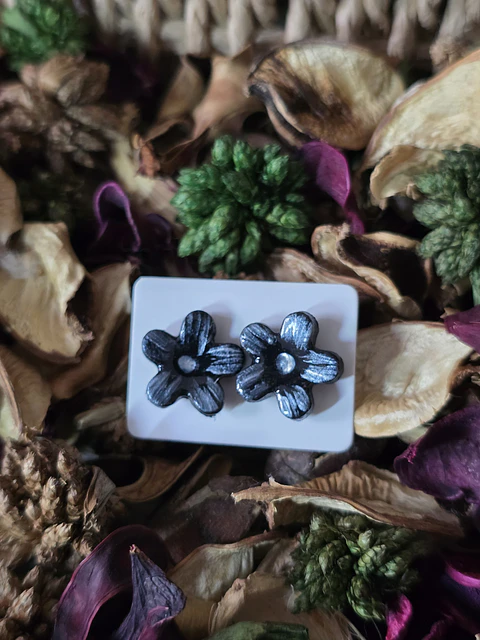 Pendientes Flor Nero Silver