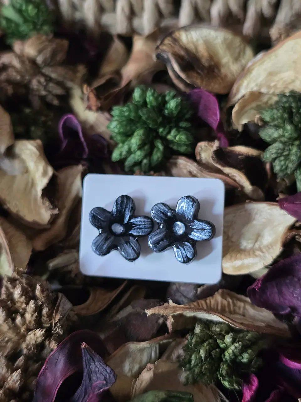 Pendientes Flor Nero Silver 1
