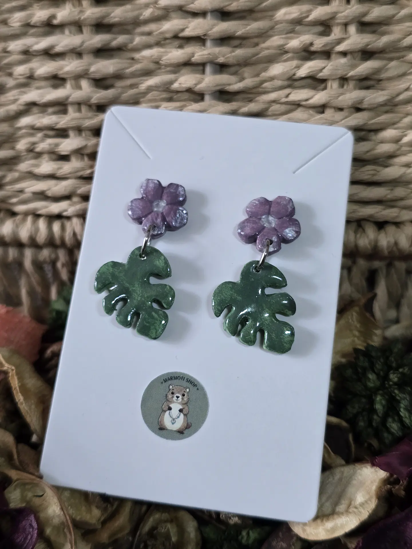 Pendientes Flor Monstera  1