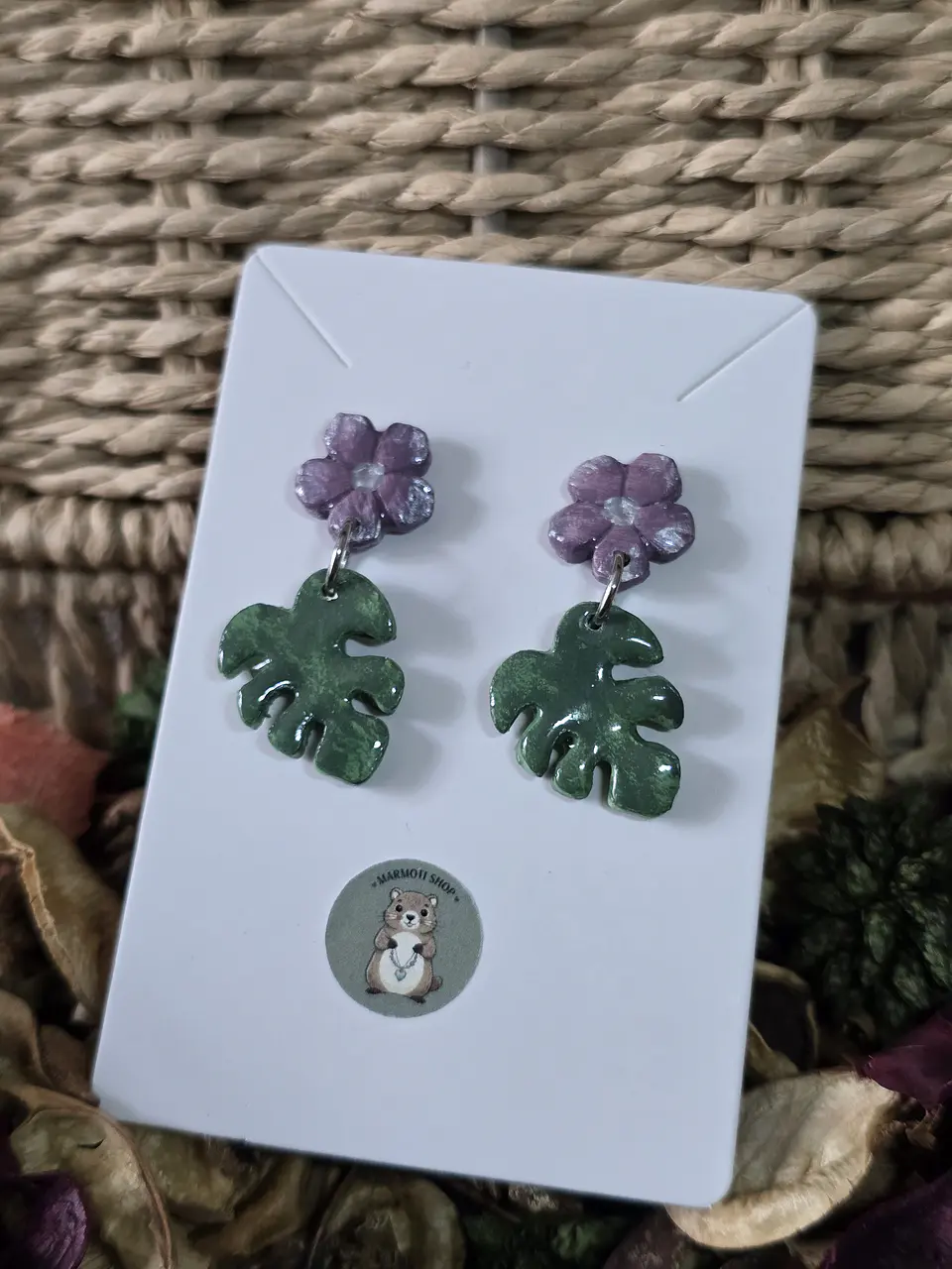 Pendientes Flor Monstera  1