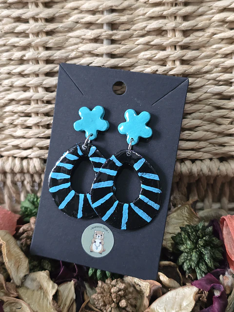 Pendientes Flower Oval Cian