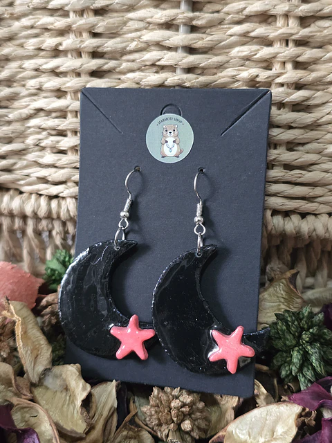 Pendientes Moon Star Nero