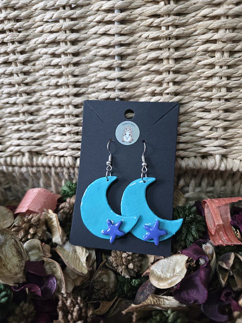 Pendientes Moon Cian Star